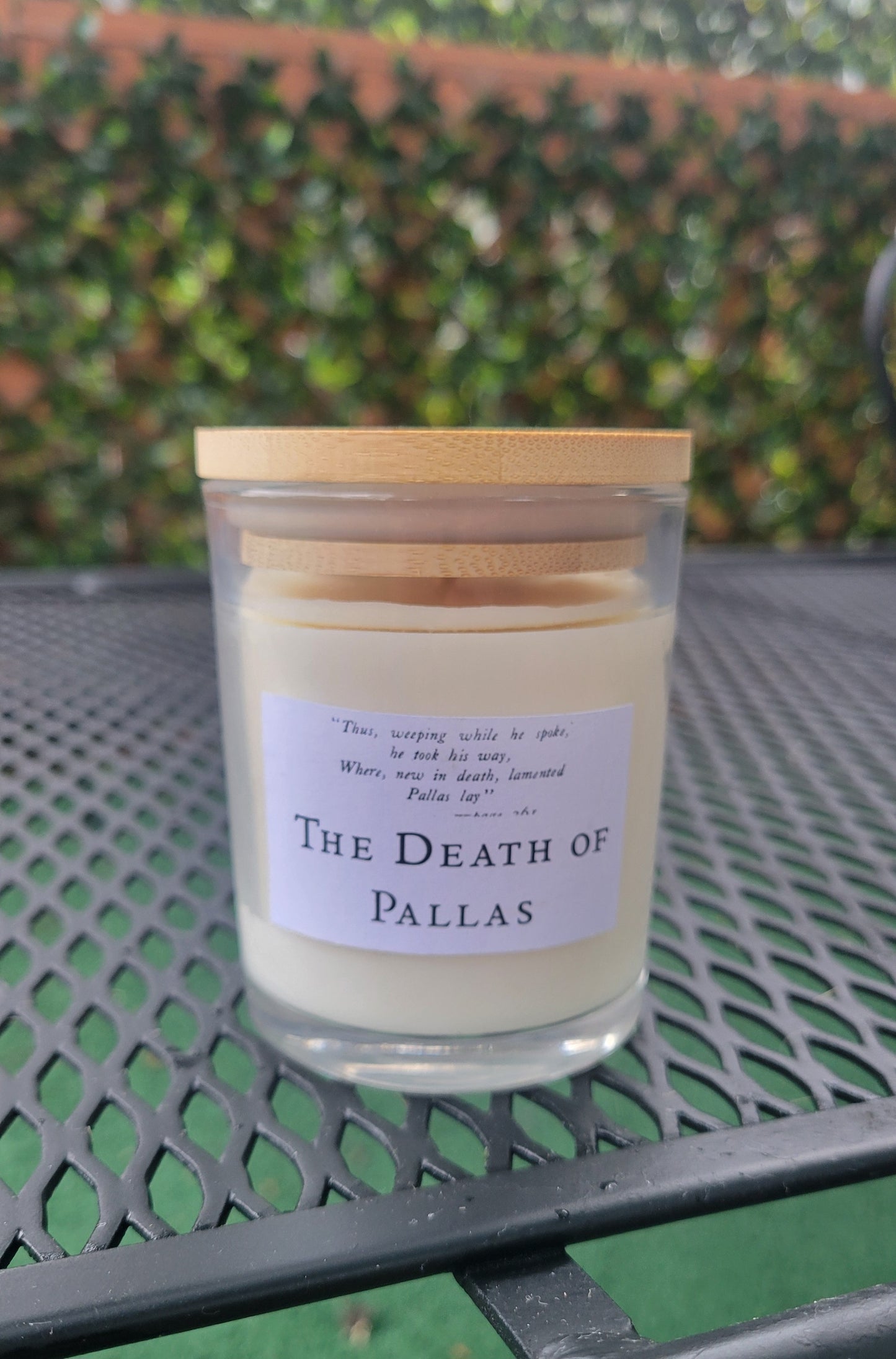Pure Beeswax Literary candle inspired by Pallas in Virgil's Aeneid