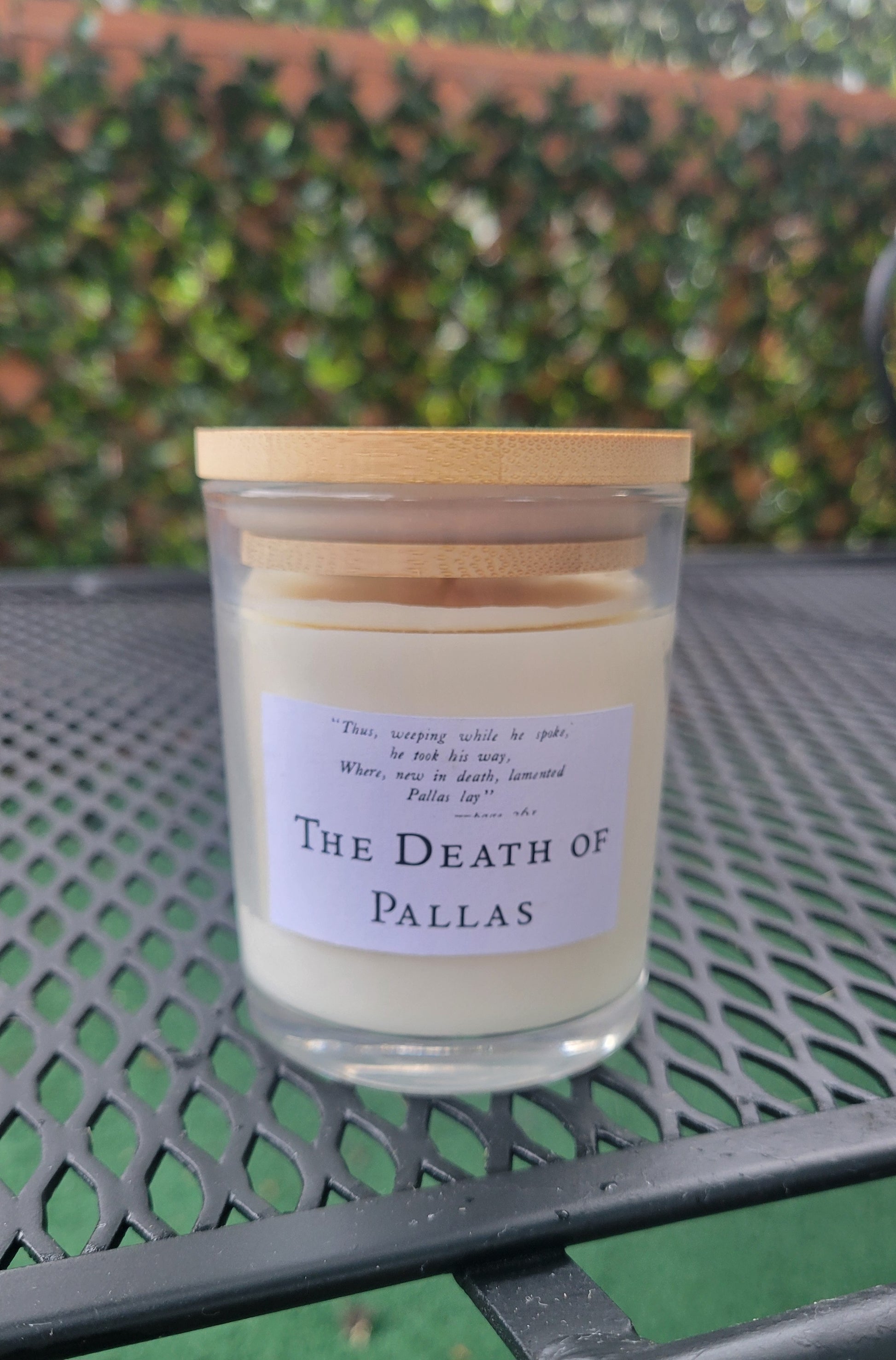 Pure Beeswax Literary candle inspired by Pallas in Virgil's Aeneid